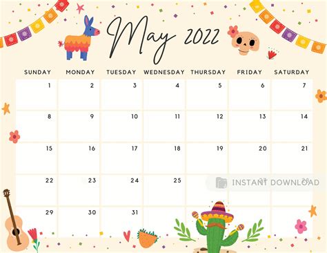 May 2022 Calendar Cute